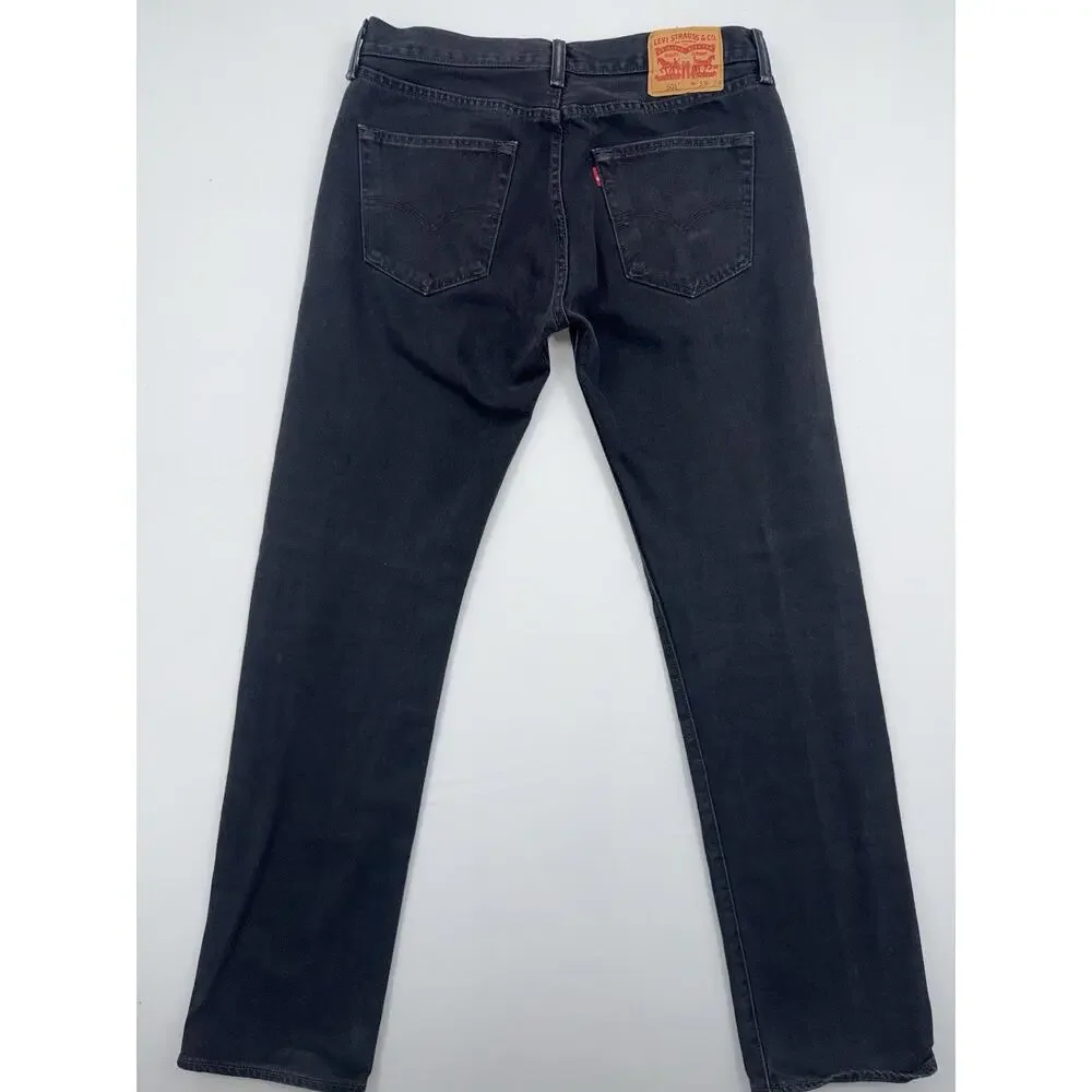 LEVIS 501 Original Fit Straight Leg Button Fly Mens Cotton Jeans Black 33x34